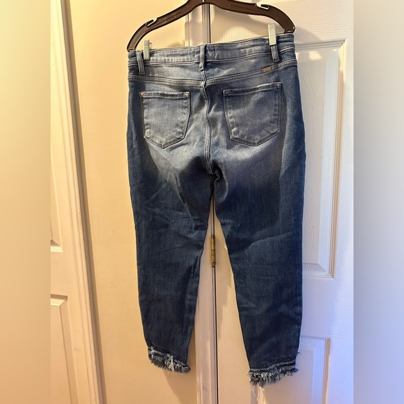 Kancan high rise slight distressed frayed slant hem. - Picture 5 of 5